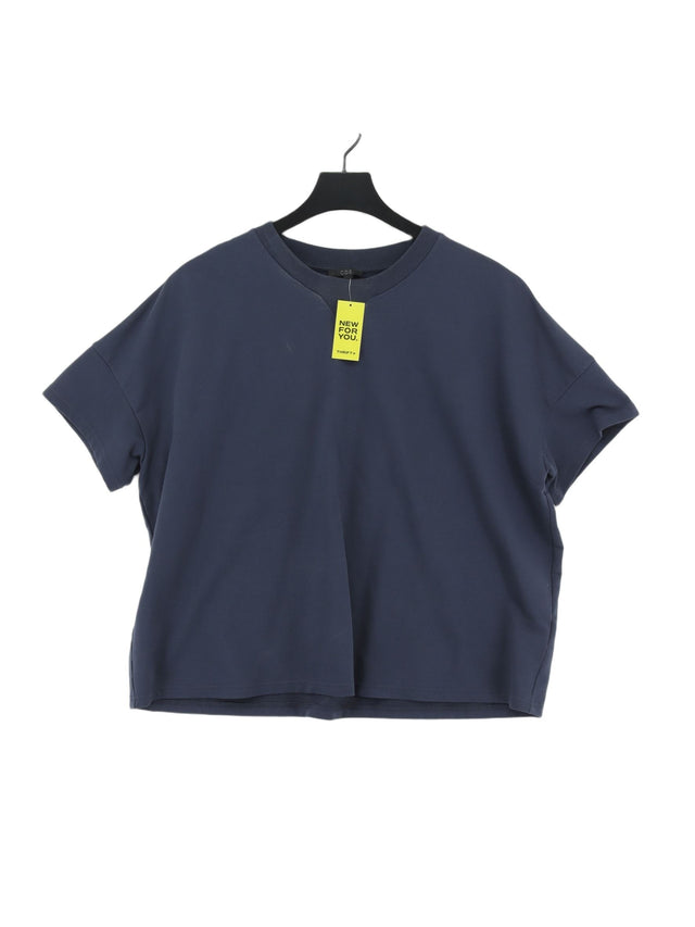 COS Women's T-Shirt M Blue Cotton with Elastane