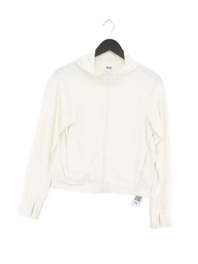 Uniqlo Women's Hoodie S White Polyester with Elastane, Other