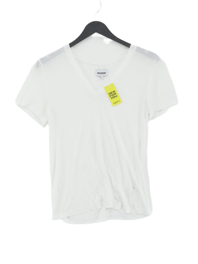 Weekday Women's T-Shirt XS White 100% Lyocell Modal