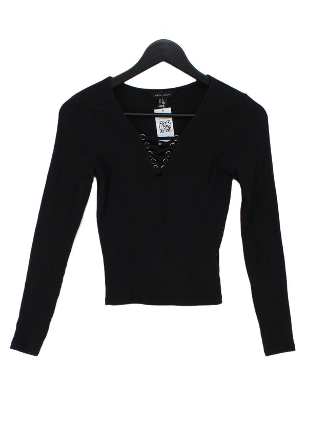 New Look Women's Top UK 8 Black Cotton with Elastane