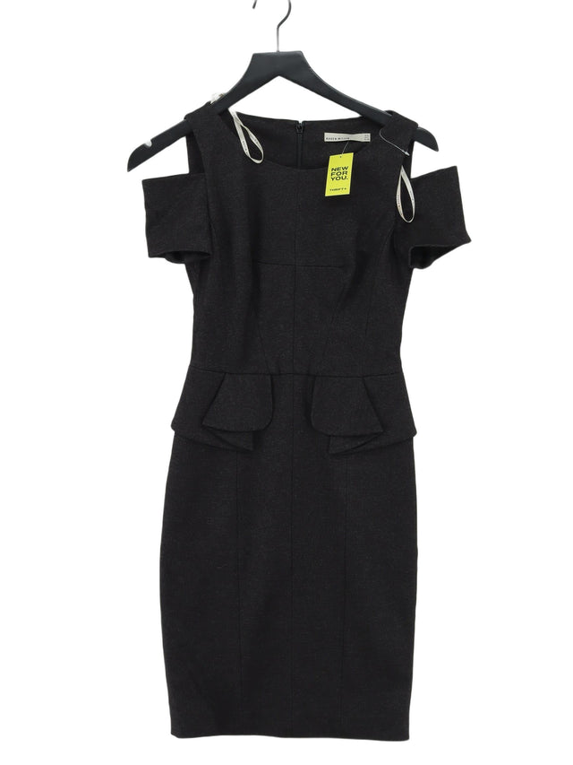 Karen Millen Women's Midi Dress UK 8 Black Viscose with Elastane, Polyester