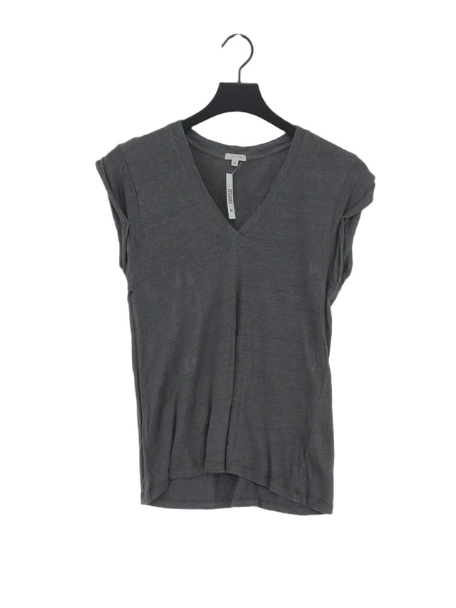 Jigsaw Women's T-Shirt M Grey 100% Linen