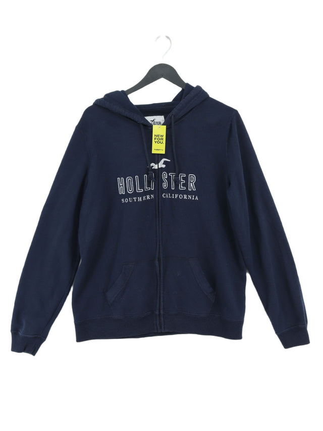 Hollister Women's Hoodie L Blue Cotton with Polyester