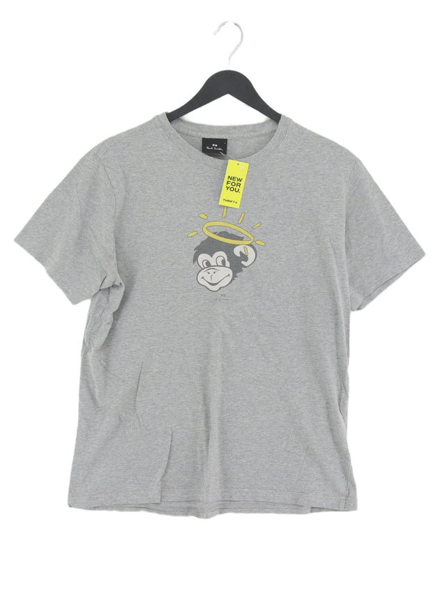 Paul Smith Men's T-Shirt L Grey 100% Cotton