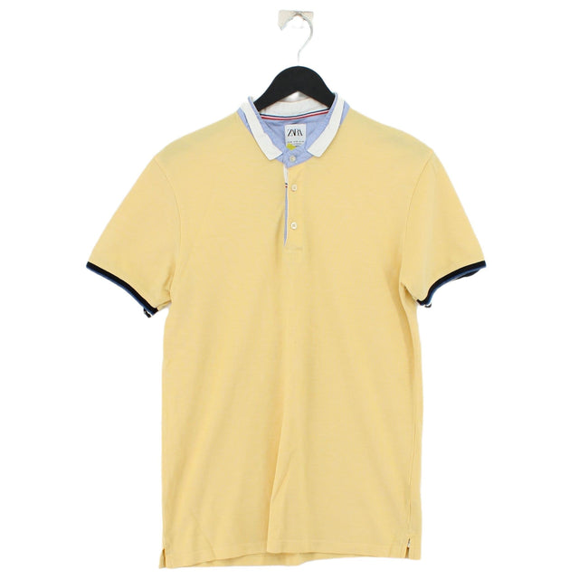 Zara Men's Polo M Yellow 100% Cotton