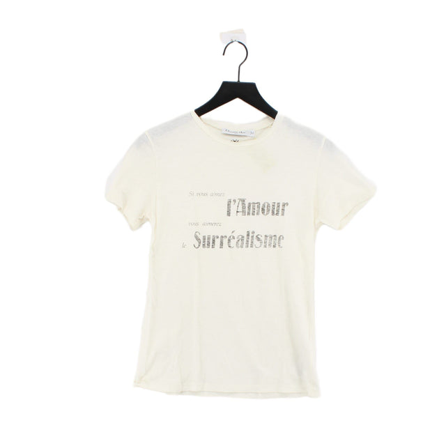 Christian Dior Women's T-Shirt XS Cream Cotton with Linen