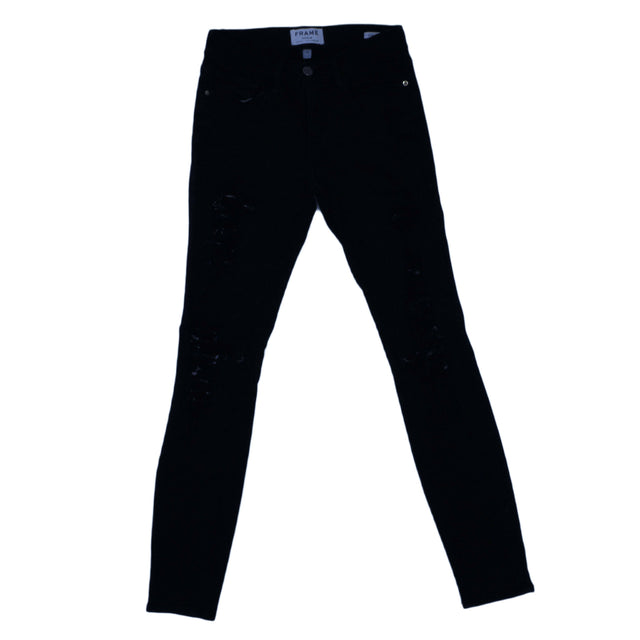 Frame Denim Women's Trousers W 24 in Black Other with Cotton