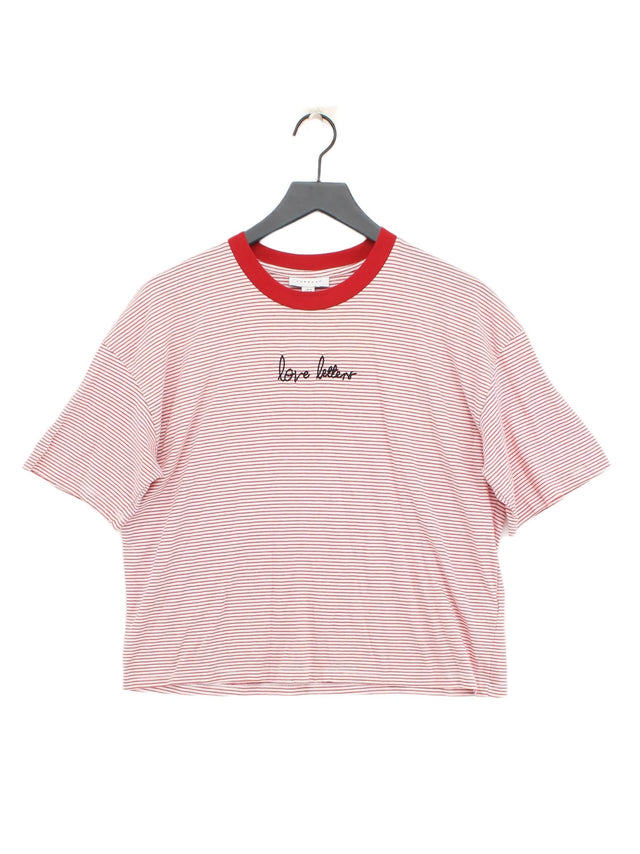 Topshop Women's T-Shirt UK 10 Red 100% Cotton