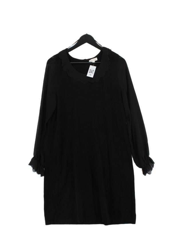 Monsoon Women's Midi Dress L Black Cotton with Polyester