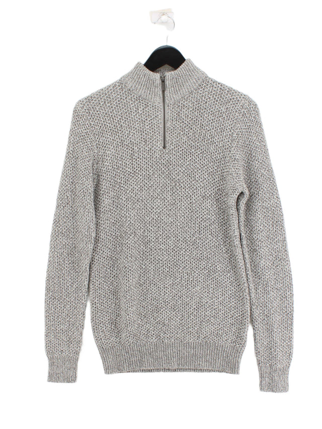 Next Men's Jumper S Grey Acrylic with Wool