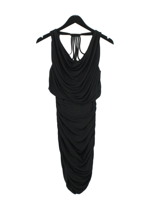 River Island Women's Midi Dress UK 8 Black Polyester with Elastane, Nylon