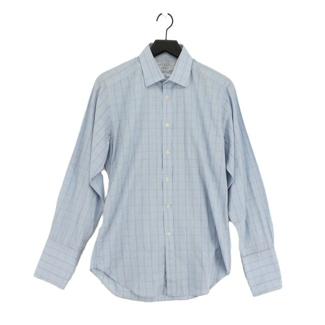 Charles Tyrwhitt Men's T-Shirt Collar: 15.5 in Blue 100% Cotton