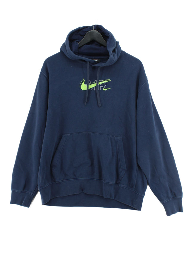 Nike Men's Hoodie L Blue Cotton with Polyester
