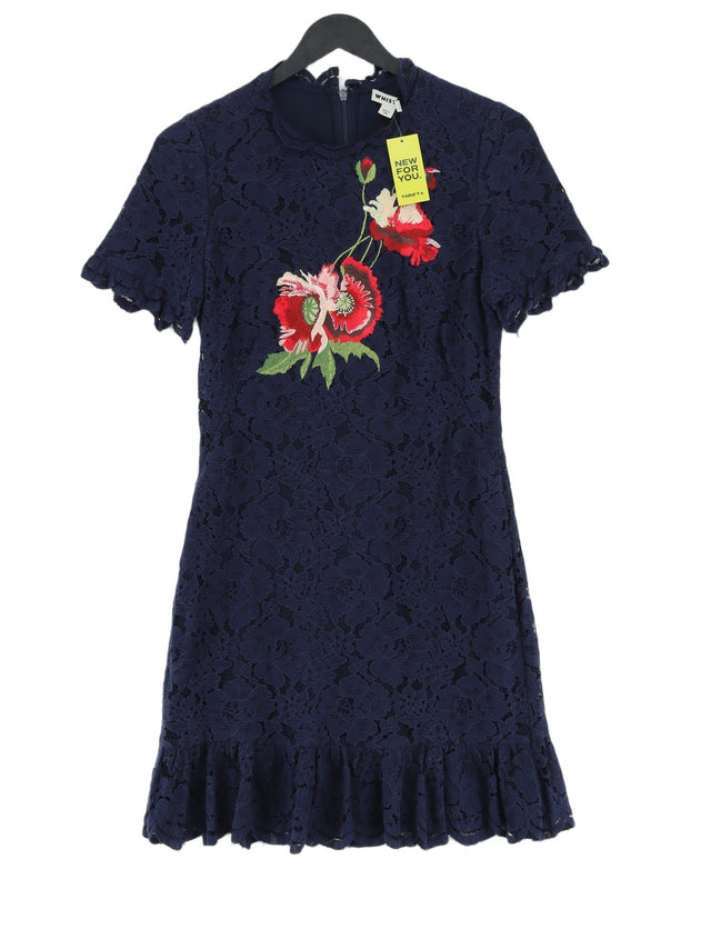 Whistles Women's Midi Dress UK 8 Blue Cotton with Polyamide