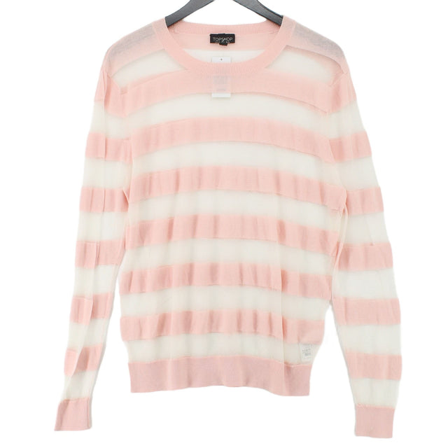 Topshop Women's Blouse UK 16 Pink Cotton with Nylon