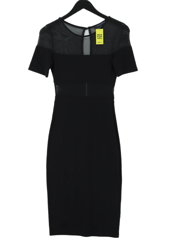 French Connection Women's Midi Dress UK 8 Black Viscose with Elastane, Polyester