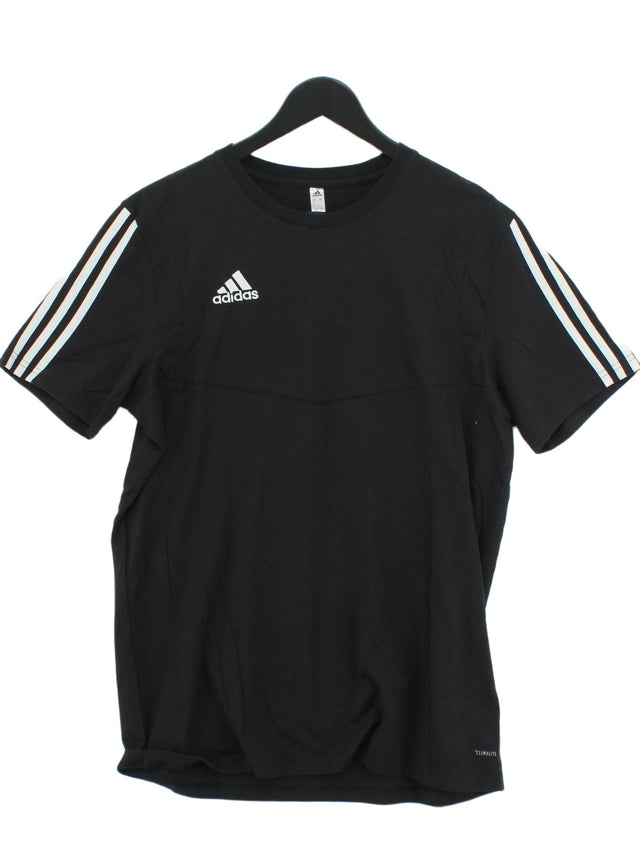 Adidas Men's T-Shirt L Black Cotton with Elastane, Polyester