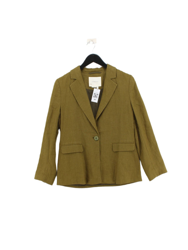 Anthropologie Women's Blazer UK 8 Green 100% Linen