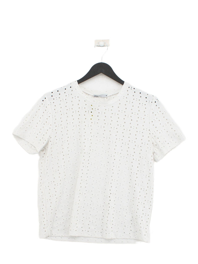 Zara Women's T-Shirt M White Polyester with Elastane