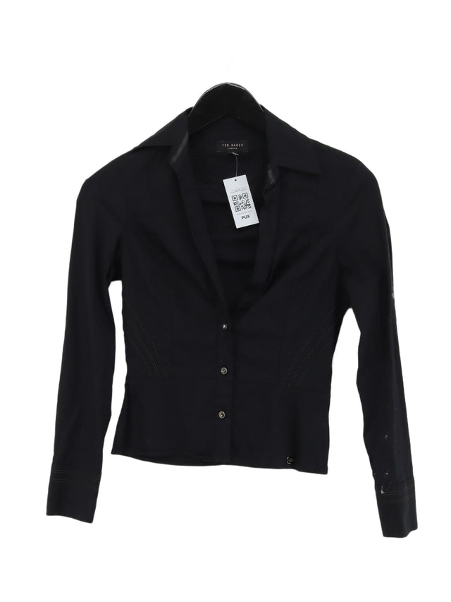 Ted Baker Women's Shirt S Black Cotton with Elastane, Spandex