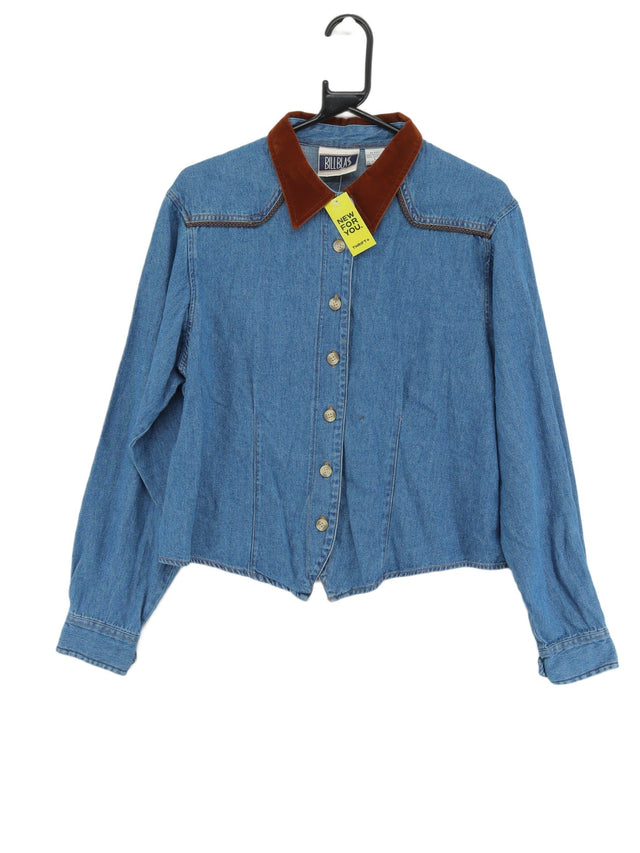 Vintage Bill Blass Women's Shirt L Blue 100% Cotton