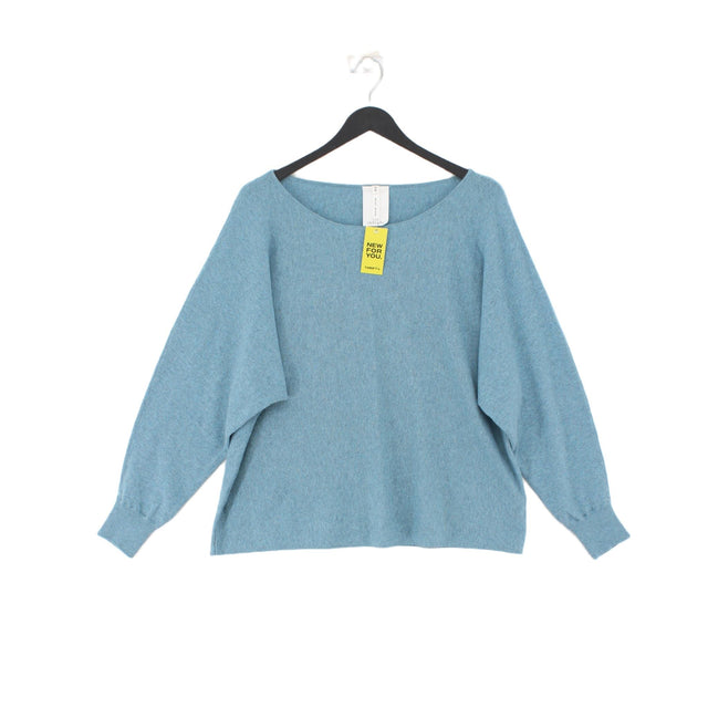 Thought Women's Jumper UK 14 Blue Cotton with Wool