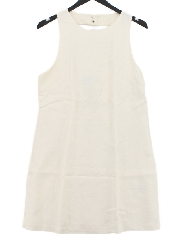 & Other Stories Women's Midi Dress UK 10 White Linen with Cotton