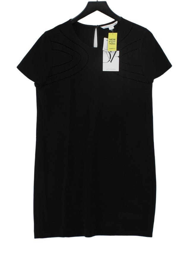 Diane Von Furstenberg (DF) Women's Midi Dress UK 10 Black Polyester with Other