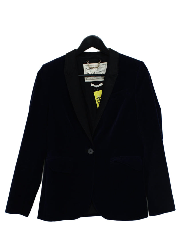 Aubin & Wills Women's Blazer UK 10 Blue Cotton with Other, Polyester, Viscose