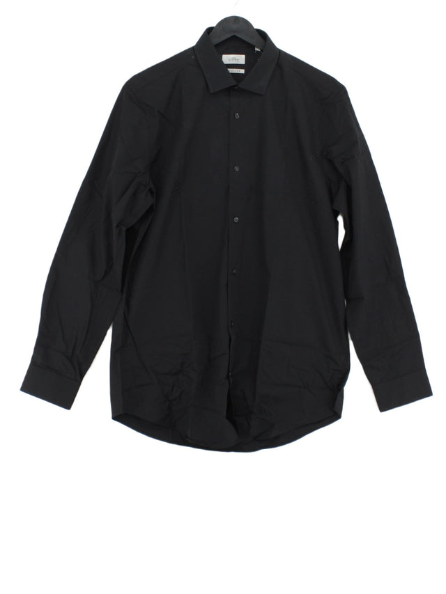 Next Men's Shirt Collar: 15.5 in Black Polyester with Cotton