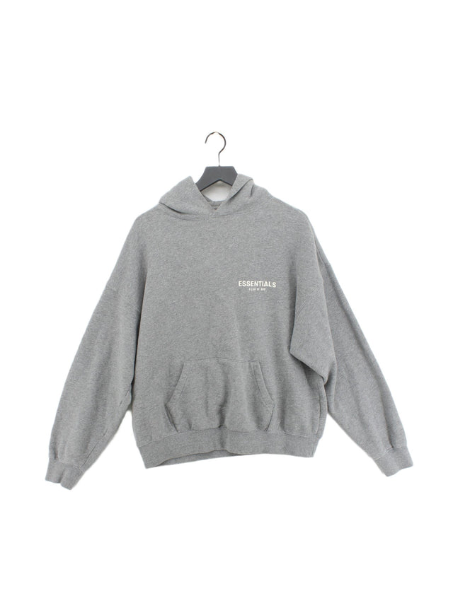 Essentials Men's Hoodie S Grey Cotton with Polyester