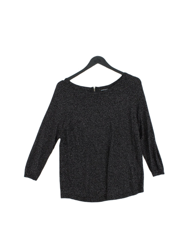 Warehouse Women's Top UK 10 Black Viscose with Cotton, Other, Polyester