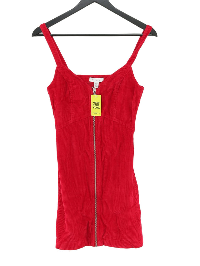 Topshop Women's Midi Dress UK 8 Red 100% Cotton