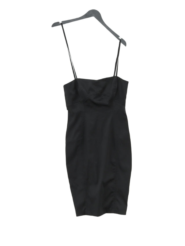 Zara Basic Women's Midi Dress S Black Polyester with Cotton, Elastane