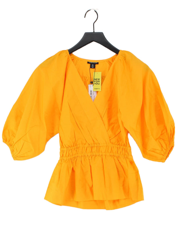 Karen Millen Women's Blouse UK 8 Orange 100% Cotton