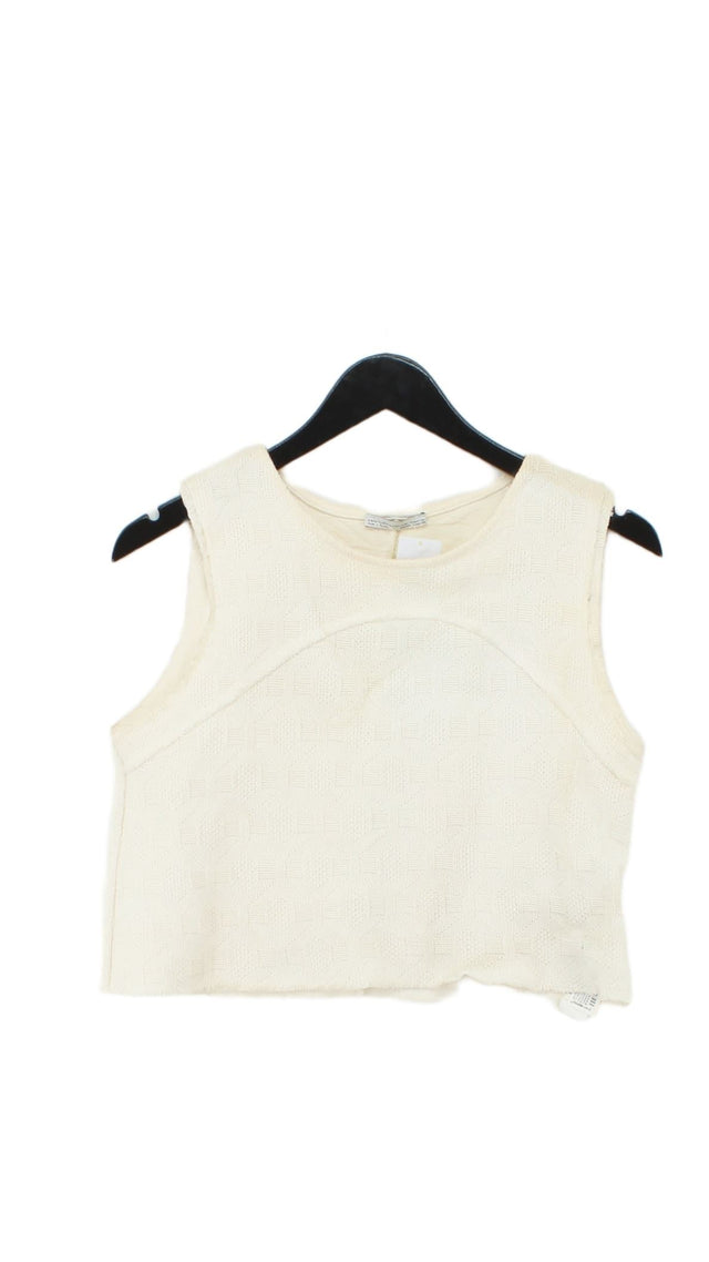 Zara Women's T-Shirt M Cream 100% Cotton