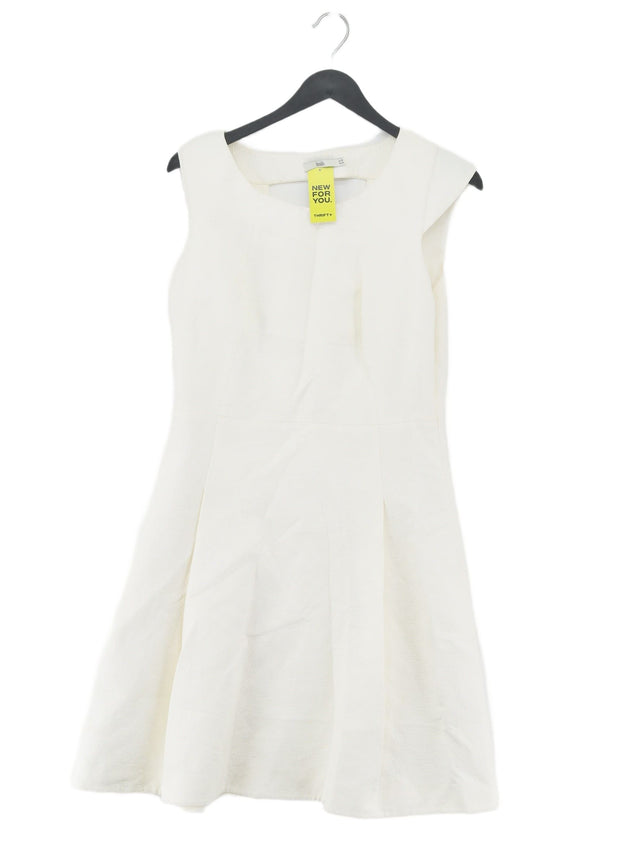 Stills Women's Midi Dress UK 10 White Cotton with Polyester, Viscose