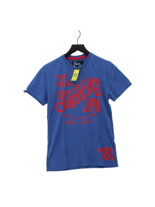 Superdry Men's T-Shirt S Blue Cotton with Polyester
