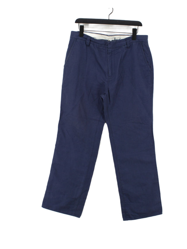 Boden Men's Suit Trousers W 34 in Blue Cotton with Linen