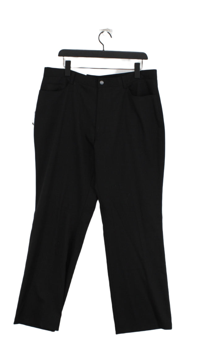 Next Men's Suit Trousers W 38 in Black Polyester with Elastane, Wool