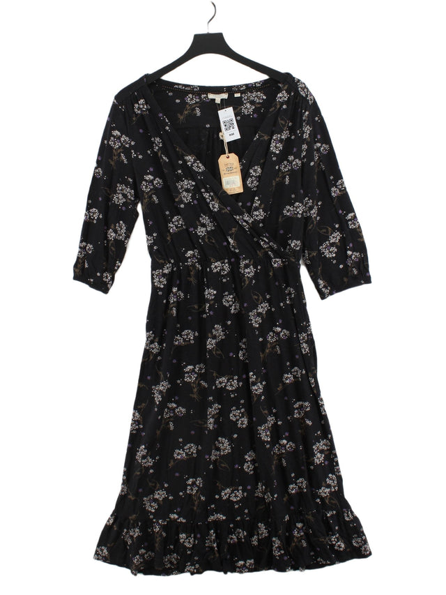 FatFace Women's Midi Dress UK 14 Black 100% Cotton