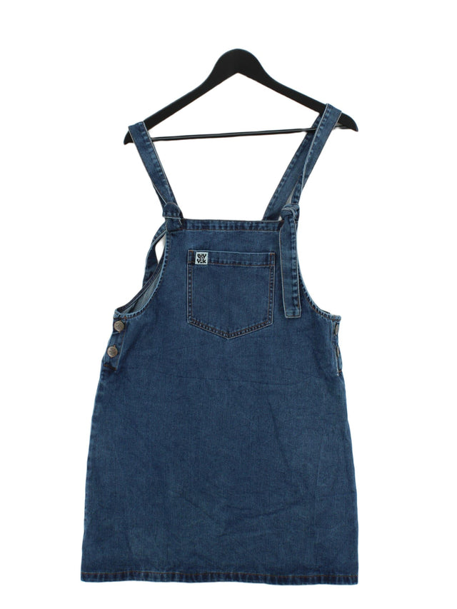Lucy & Yak Women's Midi Dress UK 12 Blue 100% Cotton