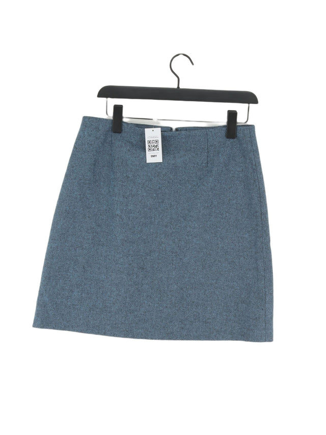 Hobbs Women's Midi Skirt UK 12 Blue Wool with Other