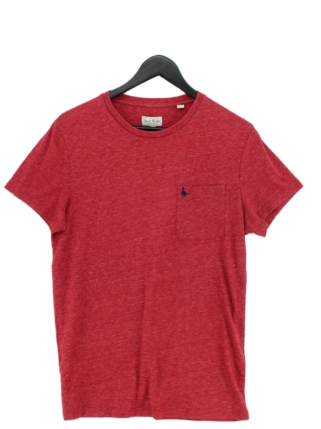 Jack Wills Men's T-Shirt M Red Cotton with Polyester