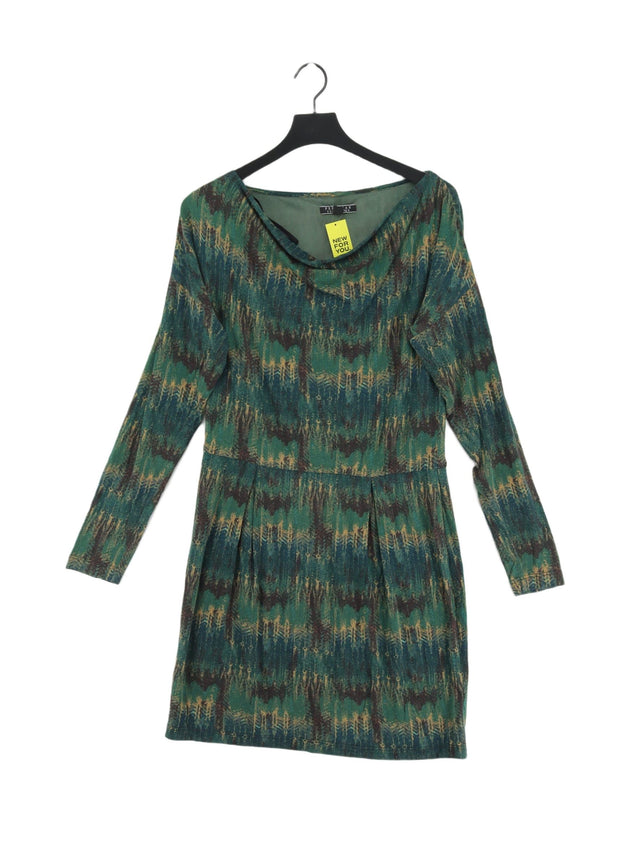 Peruvian Connection Women's Midi Dress M Green Rayon with Spandex