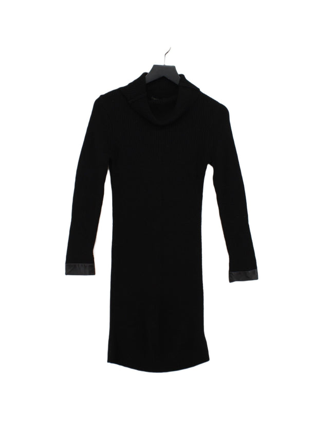 Maje Women's Midi Dress UK 8 Black Wool with Cashmere, Nylon