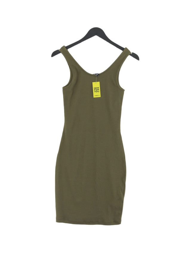 New Look Women's Midi Dress UK 8 Green Cotton with Elastane
