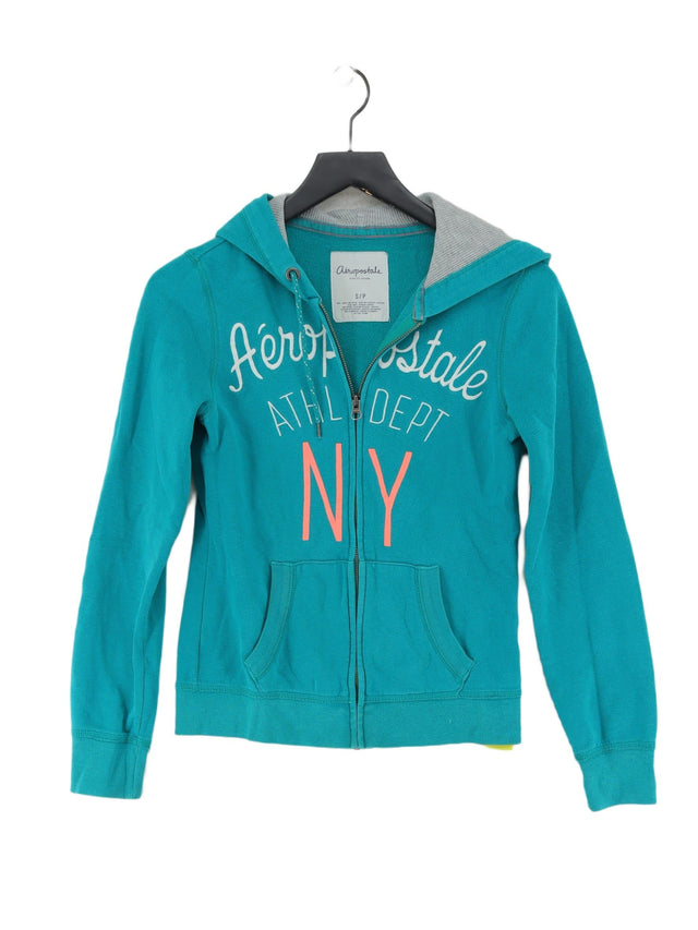 Aeropostale Women's Hoodie S Blue Cotton with Faux Fur, Polyester
