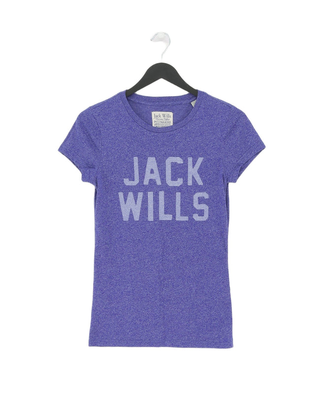Jack Wills Women's T-Shirt UK 8 Purple Cotton with Polyester