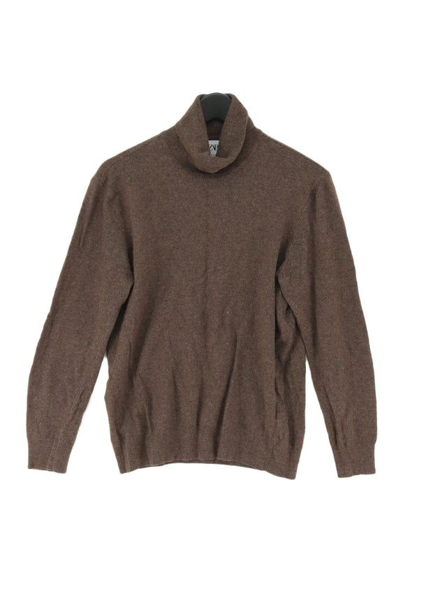 Zara Men's Jumper M Brown Polyamide with Cashmere, Viscose, Wool